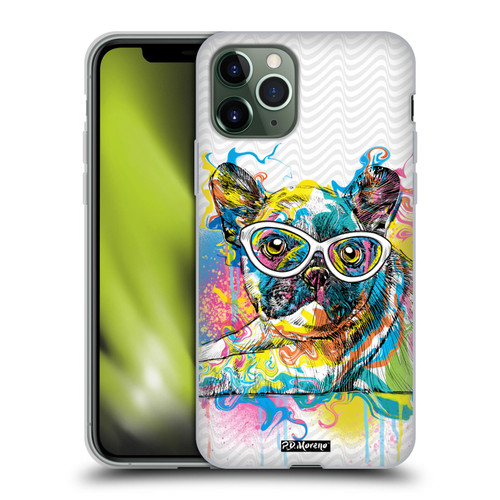 P.D. Moreno Drip Art Cats And Dogs French Bulldog Soft Gel Case for Apple iPhone 11 Pro