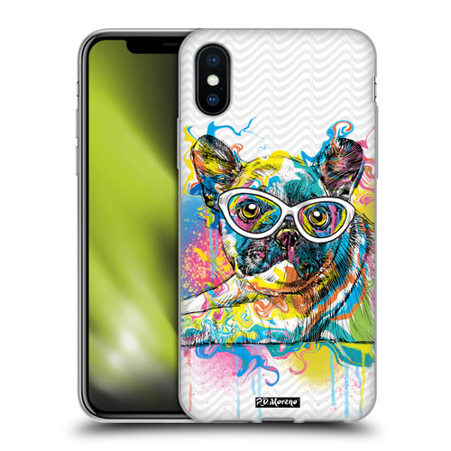 P.D. Moreno Drip Art Cats And Dogs French Bulldog Soft Gel Case for Apple iPhone X / iPhone XS