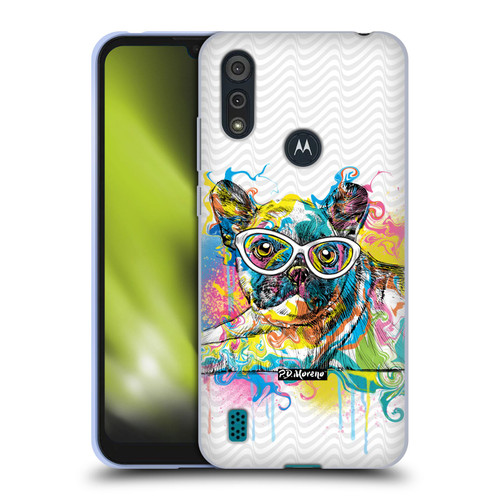 P.D. Moreno Drip Art Cats And Dogs French Bulldog Soft Gel Case for Motorola Moto E6s (2020)