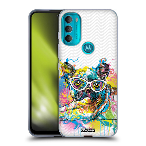 P.D. Moreno Drip Art Cats And Dogs French Bulldog Soft Gel Case for Motorola Moto G71 5G