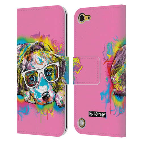 P.D. Moreno Drip Art Cats And Dogs Labrador Leather Book Wallet Case Cover For Apple iPod Touch 5G 5th Gen