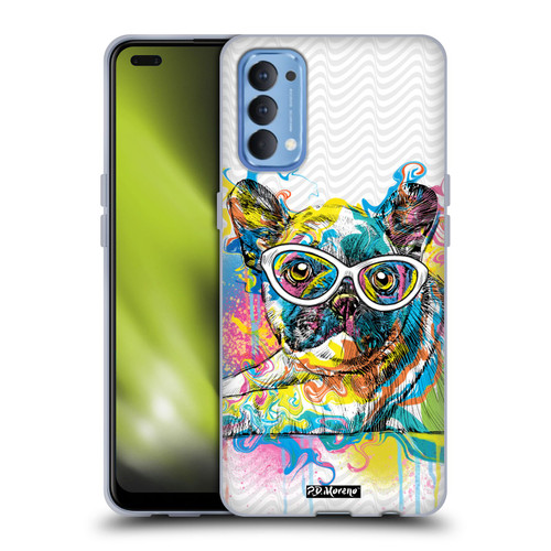 P.D. Moreno Drip Art Cats And Dogs French Bulldog Soft Gel Case for OPPO Reno 4 5G