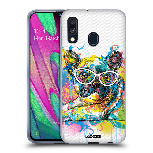 P.D. Moreno Drip Art Cats And Dogs French Bulldog Soft Gel Case for Samsung Galaxy A40 (2019)