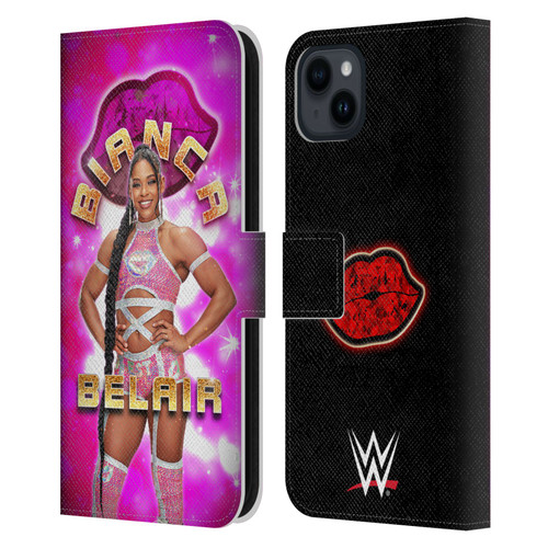 WWE Bianca Belair Portrait Leather Book Wallet Case Cover For Apple iPhone 15 Plus