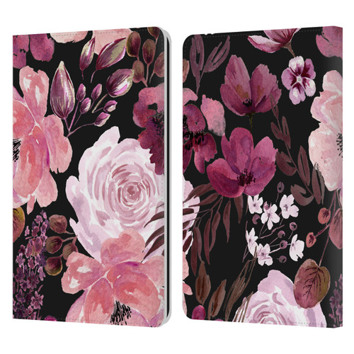 Anis Illustration Graphics Floral Chaos Dark Pink Leather Book Wallet Case Cover For Amazon Kindle Paperwhite 1 / 2 / 3