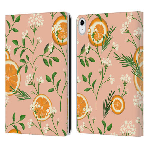 Anis Illustration Graphics Elderflower Orange Pastel Leather Book Wallet Case Cover For Apple iPad 10.9 (2022)