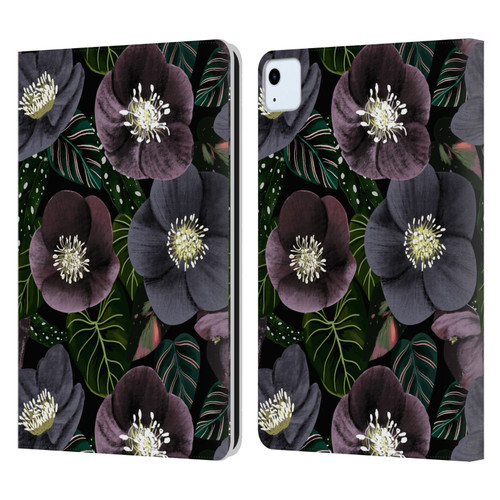 Anis Illustration Graphics Dark Flowers Leather Book Wallet Case Cover For Apple iPad Air 2020 / 2022