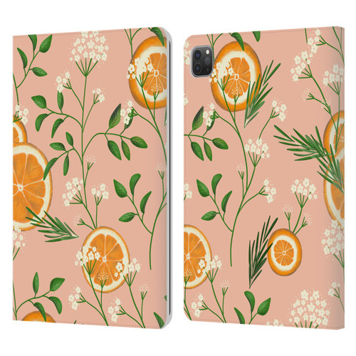 Anis Illustration Graphics Elderflower Orange Pastel Leather Book Wallet Case Cover For Apple iPad Pro 11 2020 / 2021 / 2022
