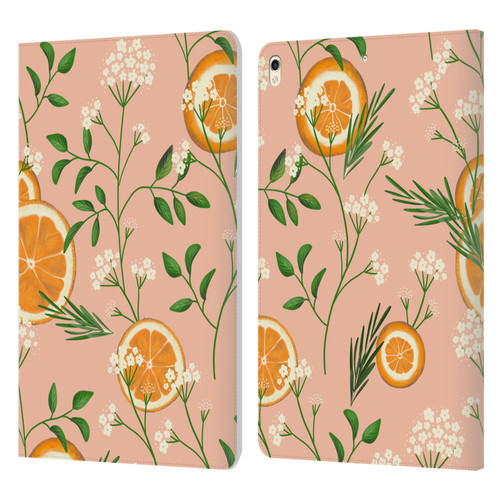 Anis Illustration Graphics Elderflower Orange Pastel Leather Book Wallet Case Cover For Apple iPad Pro 10.5 (2017)