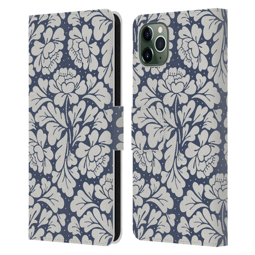 Anis Illustration Graphics Baroque Blue Leather Book Wallet Case Cover For Apple iPhone 11 Pro Max
