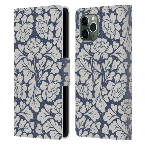 Anis Illustration Graphics Baroque Blue Leather Book Wallet Case Cover For Apple iPhone 11 Pro