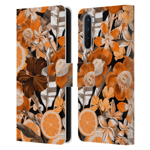 Anis Illustration Graphics Flower & Fruit Orange Leather Book Wallet Case Cover For OnePlus Nord 5G