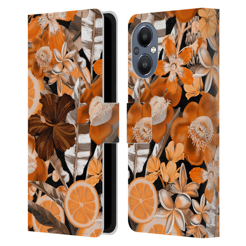 Anis Illustration Graphics Flower & Fruit Orange Leather Book Wallet Case Cover For OnePlus Nord N20 5G