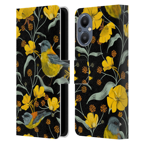 Anis Illustration Graphics Yellow Birds Leather Book Wallet Case Cover For OnePlus Nord N20 5G