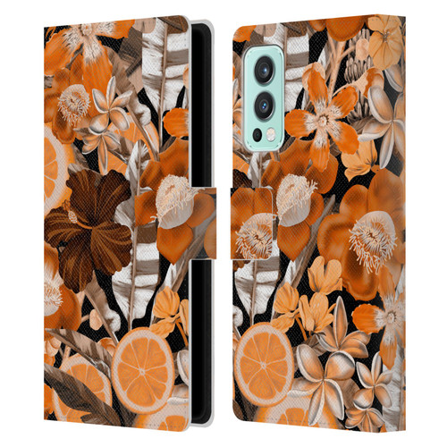 Anis Illustration Graphics Flower & Fruit Orange Leather Book Wallet Case Cover For OnePlus Nord 2 5G