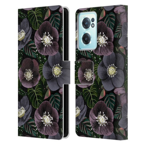 Anis Illustration Graphics Dark Flowers Leather Book Wallet Case Cover For OnePlus Nord CE 2 5G