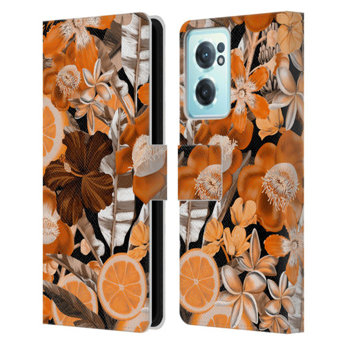 Anis Illustration Graphics Flower & Fruit Orange Leather Book Wallet Case Cover For OnePlus Nord CE 2 5G