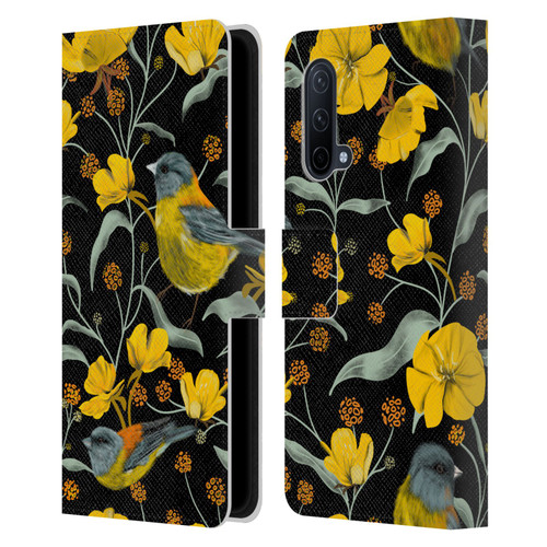 Anis Illustration Graphics Yellow Birds Leather Book Wallet Case Cover For OnePlus Nord CE 5G