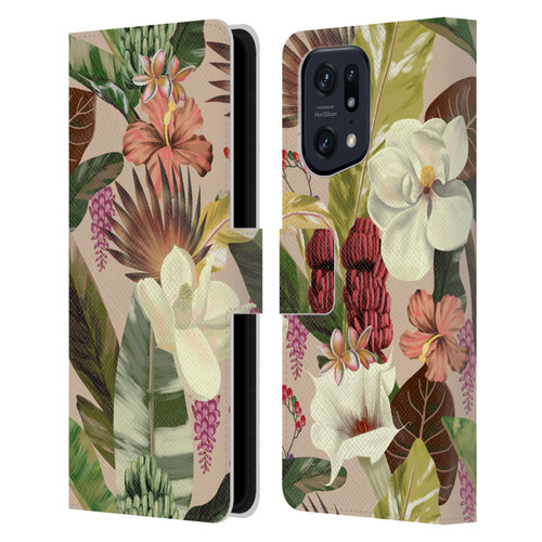 Anis Illustration Graphics New Tropicals Leather Book Wallet Case Cover For OPPO Find X5 Pro