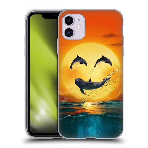 Vincent Hie Graphics Dolphins Smile Soft Gel Case for Apple iPhone 11