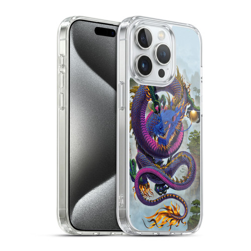 Vincent Hie Graphics Good Fortune Dragon Blue Soft Gel Case for Apple iPhone 15 Pro & MagSafe