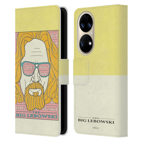 The Big Lebowski Graphics The Dude Head Leather Book Wallet Case Cover For Huawei P50