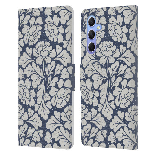 Anis Illustration Graphics Baroque Blue Leather Book Wallet Case Cover For Samsung Galaxy A34 5G