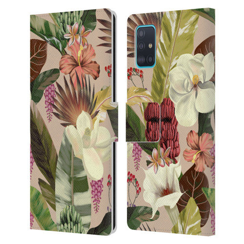 Anis Illustration Graphics New Tropicals Leather Book Wallet Case Cover For Samsung Galaxy A51 (2019)