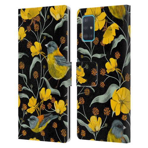 Anis Illustration Graphics Yellow Birds Leather Book Wallet Case Cover For Samsung Galaxy A51 (2019)