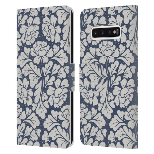 Anis Illustration Graphics Baroque Blue Leather Book Wallet Case Cover For Samsung Galaxy S10