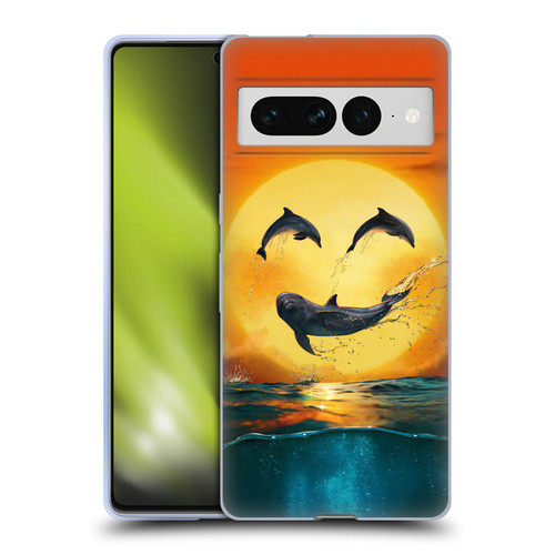 Vincent Hie Graphics Dolphins Smile Soft Gel Case for Google Pixel 7 Pro