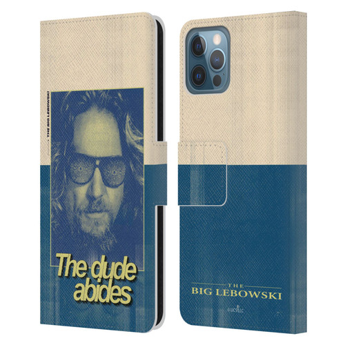 The Big Lebowski Graphics The Dude Abides Leather Book Wallet Case Cover For Apple iPhone 12 / iPhone 12 Pro