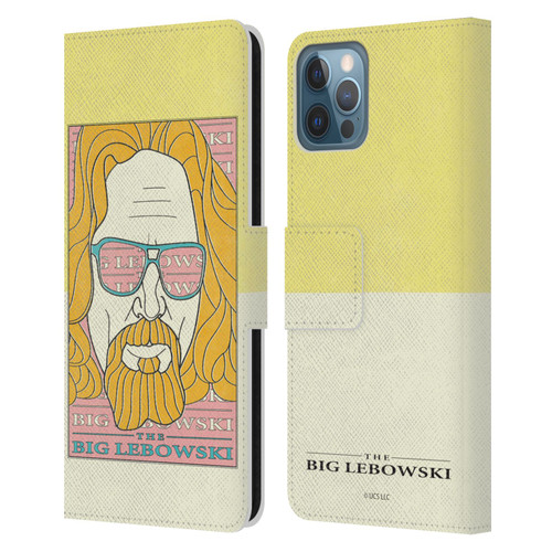 The Big Lebowski Graphics The Dude Head Leather Book Wallet Case Cover For Apple iPhone 12 / iPhone 12 Pro