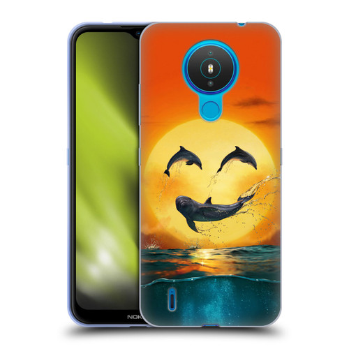 Vincent Hie Graphics Dolphins Smile Soft Gel Case for Nokia 1.4