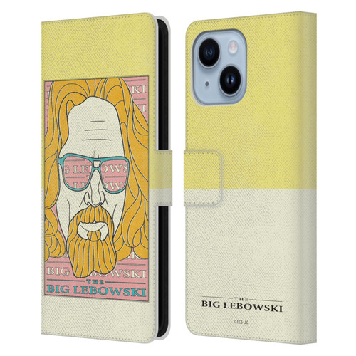 The Big Lebowski Graphics The Dude Head Leather Book Wallet Case Cover For Apple iPhone 14 Plus