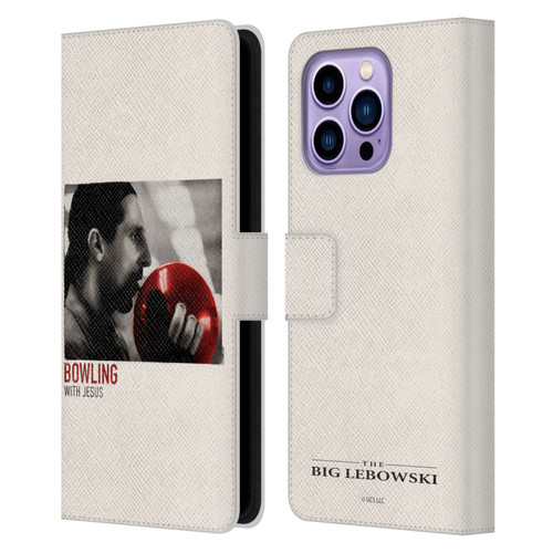 The Big Lebowski Graphics Bowling With Jesus Leather Book Wallet Case Cover For Apple iPhone 14 Pro Max