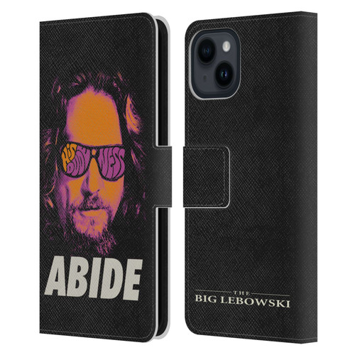 The Big Lebowski Graphics The Dude Neon Leather Book Wallet Case Cover For Apple iPhone 15