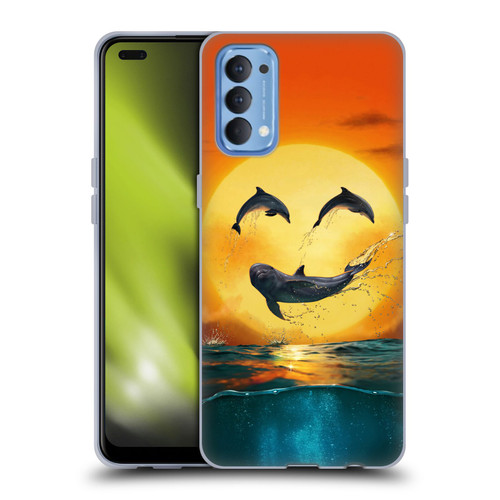 Vincent Hie Graphics Dolphins Smile Soft Gel Case for OPPO Reno 4 5G
