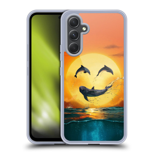 Vincent Hie Graphics Dolphins Smile Soft Gel Case for Samsung Galaxy A54 5G