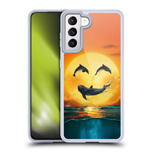 Vincent Hie Graphics Dolphins Smile Soft Gel Case for Samsung Galaxy S21 5G