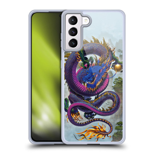 Vincent Hie Graphics Good Fortune Dragon Blue Soft Gel Case for Samsung Galaxy S21+ 5G