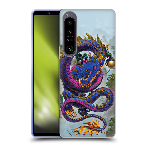Vincent Hie Graphics Good Fortune Dragon Blue Soft Gel Case for Sony Xperia 1 IV