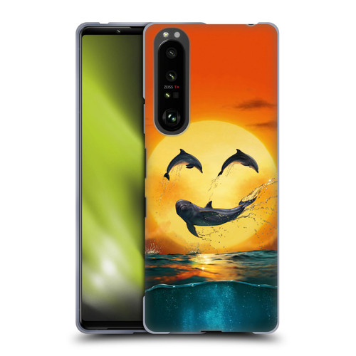 Vincent Hie Graphics Dolphins Smile Soft Gel Case for Sony Xperia 1 III