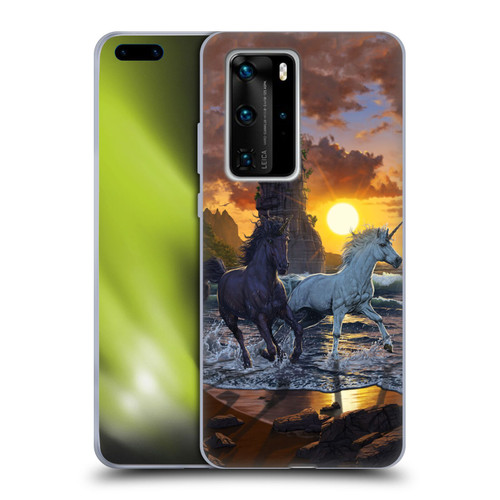 Vincent Hie Key Art Unicorns On The Beach Soft Gel Case for Huawei P40 Pro / P40 Pro Plus 5G