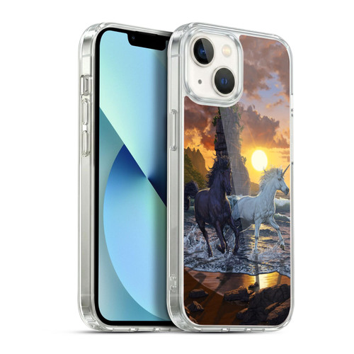 Vincent Hie Key Art Unicorns On The Beach Soft Gel Case for Apple iPhone 13