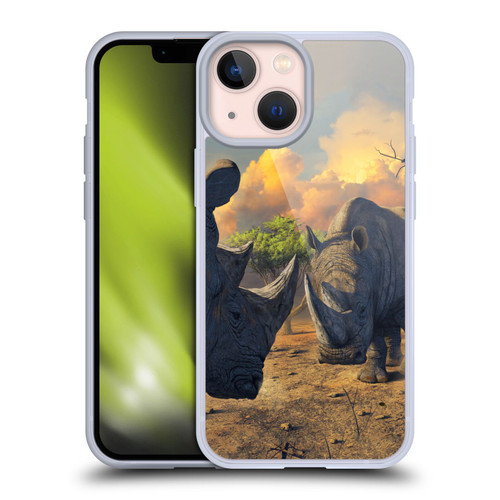 Vincent Hie Key Art Rhino Stand Off Soft Gel Case for Apple iPhone 13 Mini