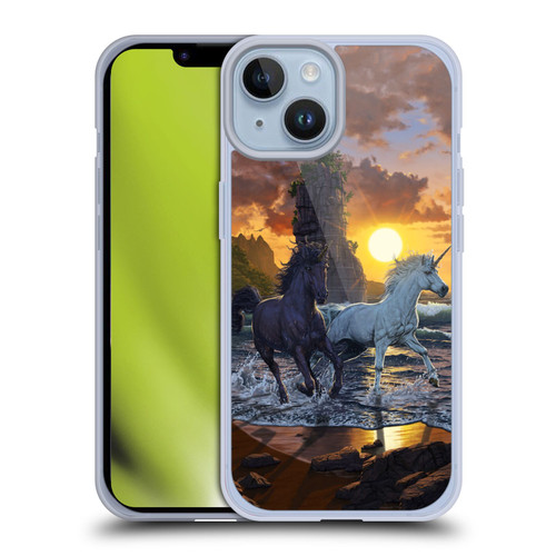 Vincent Hie Key Art Unicorns On The Beach Soft Gel Case for Apple iPhone 14