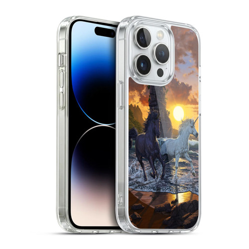 Vincent Hie Key Art Unicorns On The Beach Soft Gel Case for Apple iPhone 14 Pro & MagSafe