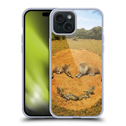 Vincent Hie Key Art A Lion Happiness Soft Gel Case for Apple iPhone 15 Plus