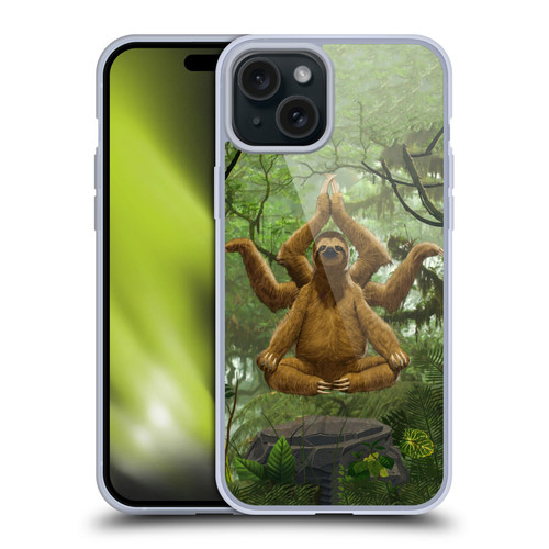 Vincent Hie Key Art Zen Sloth Soft Gel Case for Apple iPhone 15 Plus